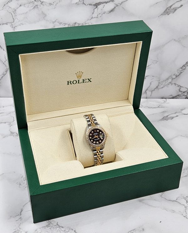 Ladies Rolex Datejust Fully Loaded with Black Diamond Dial, Bezel & Shoulders. - Image 7