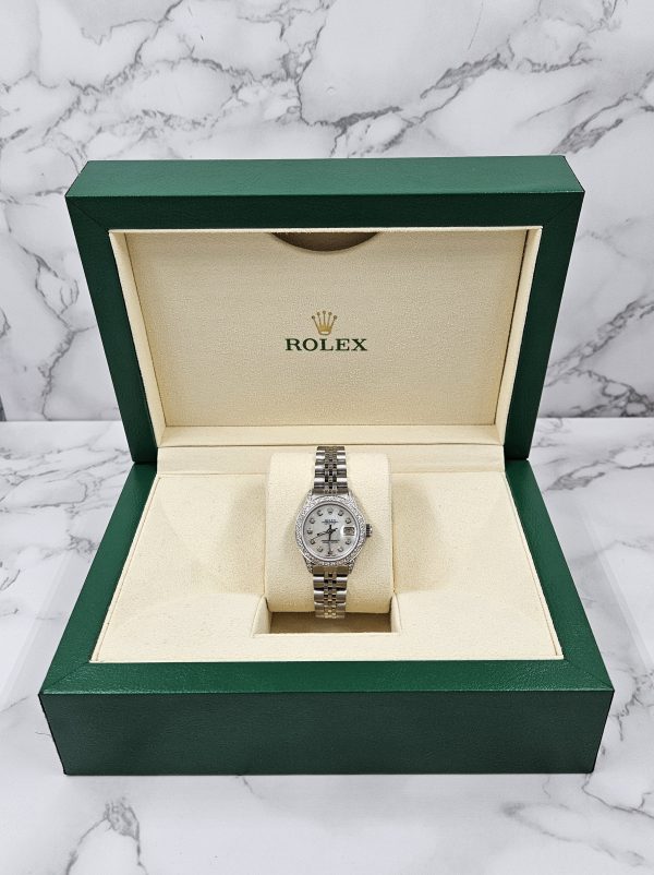 Ladies Rolex Datejust in Steel & White Gold with Diamond Dial, Bezel & Shoulders - Image 7