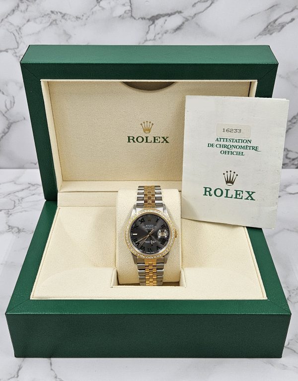 Gents Steel & 18ct Gold Rolex Datejust with Wimbledon Dial & Diamond Bezel. - Image 8
