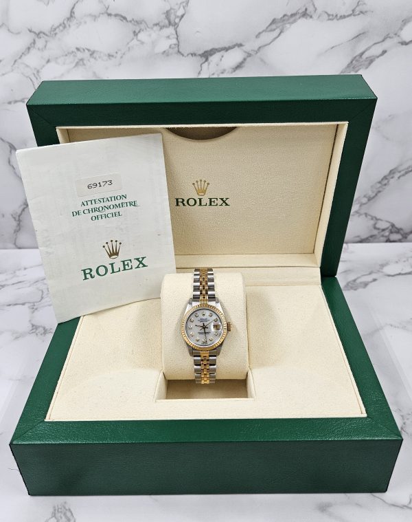 Ladies Steel & Gold Rolex Datejust with White Mother of Pearl Diamond Dial. - Image 6