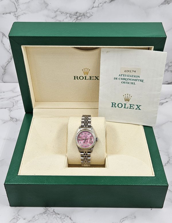 Rolex Datejust 26mm in Steel & 18k White Gold - Pink Diamond Dial – Box & Papers - Image 7