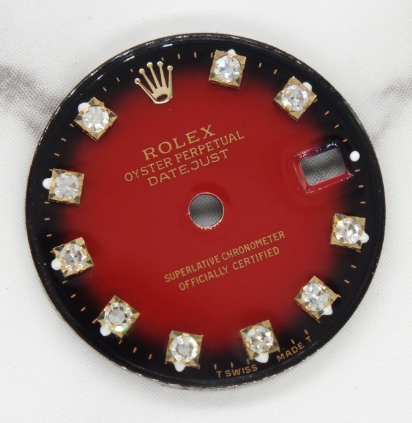 Ladies Rolex Datejust 26mm Factory Red Vignette Diamond Dial - Image 2