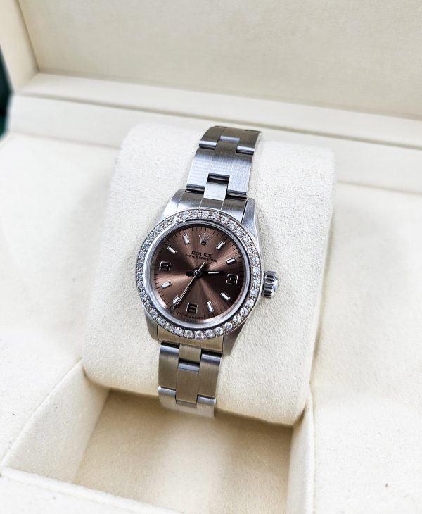 Ladies 26mm Rolex Oyster Perpetual with Diamond Dial - Boxed - Image 3