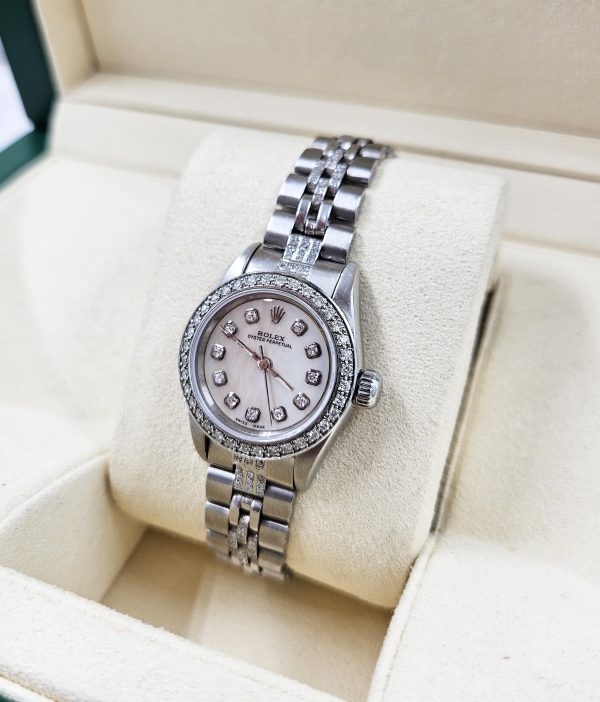 Ladies Rolex 26mm Rolex Oyster Perpetual with Diamond Dial, Bezel & Bracelet - Image 5