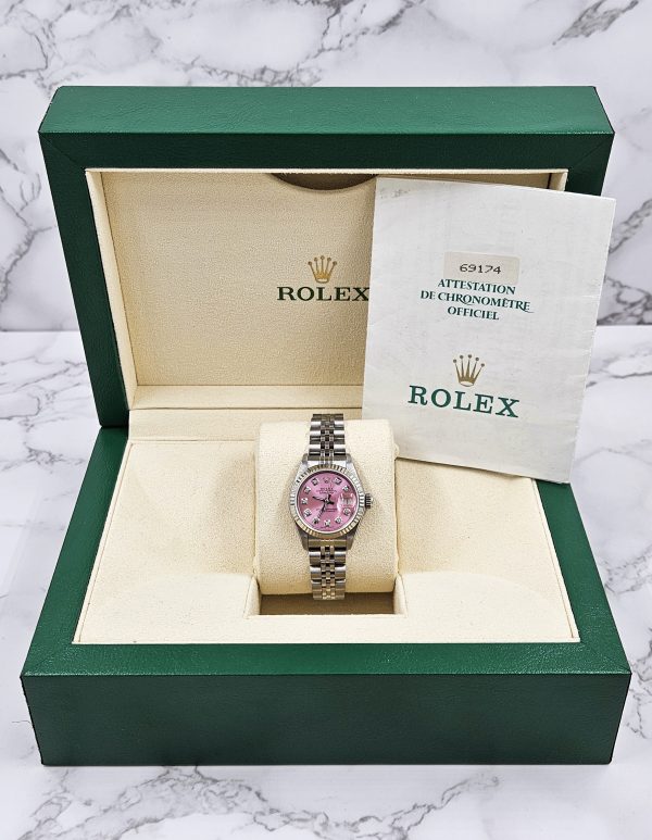 Rolex Datejust 26mm in Steel & White Gold with PINK Diamond Dial - Box & Papers - Image 7