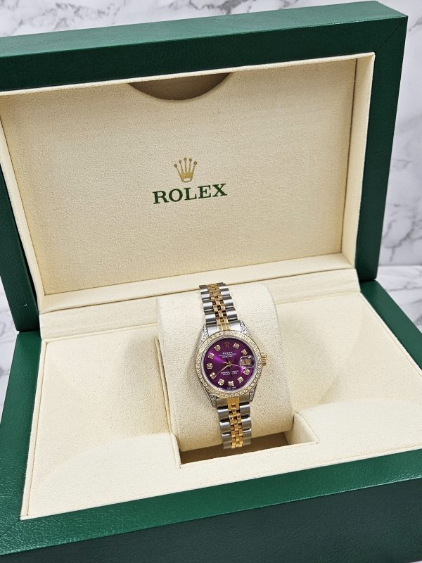 Ladies Rolex Datejust 'Fully Loaded' Purple Diamond Dial, Bezel & Shoulders. - Image 7