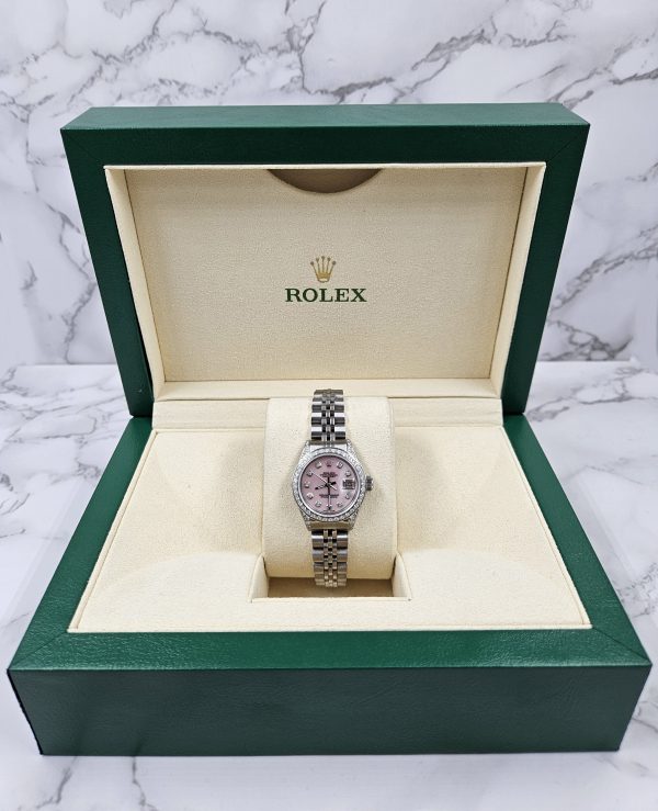 Ladies Rolex Datejust 'Fully Loaded' Pink MOP Diamond Dial, Bezel & Shoulders. - Image 6