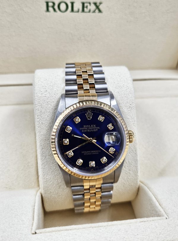 Gents Steel & Gold Rolex Datejust 16233 Submariner Blue Diamond Dial - Box & Papers! - Image 8