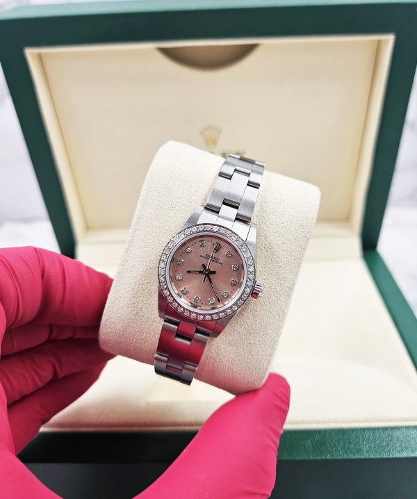 Pink Diamond Dial & Diamond Bezel Ladies Rolex Oyster Perpetual