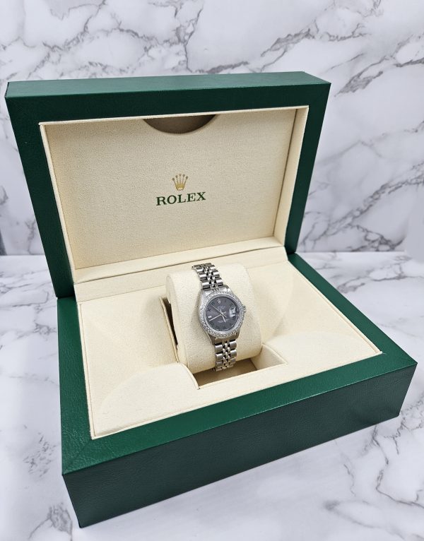 Ladies Rolex Datejust with 'Wimbledon' Dial & Diamond Bezel - Box and Papers. - Image 8