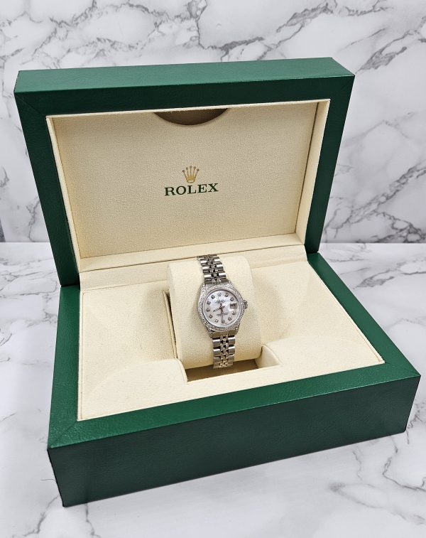 Ladies Rolex Datejust in Steel & White Gold with Diamond Dial, Bezel & Shoulders - Image 8