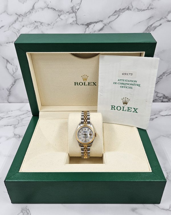 Ladies Steel & Gold Rolex Datejust with White Mother of Pearl Diamond Dial. - Image 7