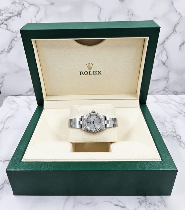 Ladies Rolex 26mm With Silver Diamond Dial and Bezel - Box & Papers. - Image 4