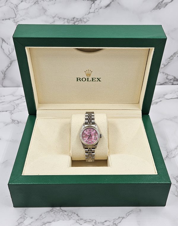 Rolex Datejust 26mm in Steel & White Gold with PINK Diamond Dial - Box & Papers - Image 8