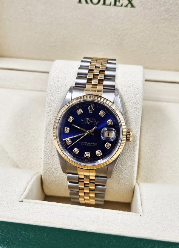 Gents Steel & Gold Rolex Datejust 16233 Submariner Blue Diamond Dial - Box & Papers! - Image 9