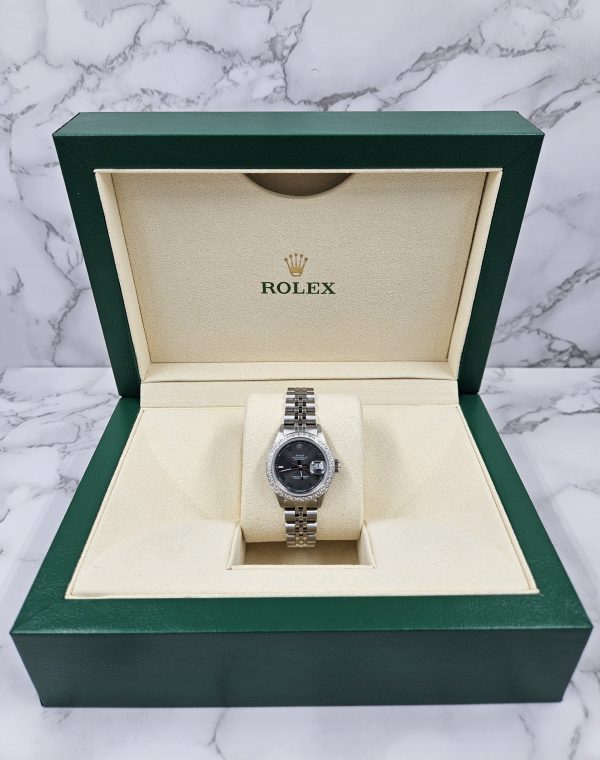 Ladies Rolex Datejust with 'Wimbledon' Dial & Diamond Bezel - Box and Papers. - Image 9