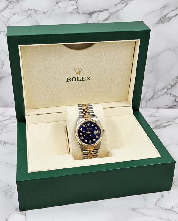 Gents Steel & Gold Rolex Datejust 16233 Submariner Blue Diamond Dial - Box & Papers! - Image 10