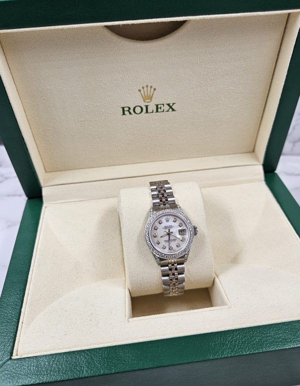 Ladies Rolex Datejust in Steel & White Gold with Diamond Dial, Bezel & Shoulders - Image 9