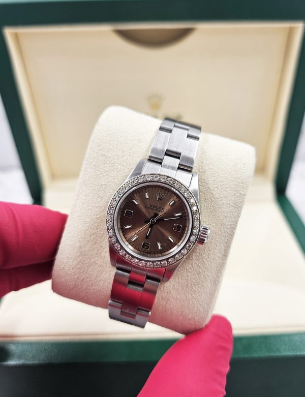 Ladies 26mm Rolex Oyster Perpetual with Diamond Dial - Boxed - Image 4