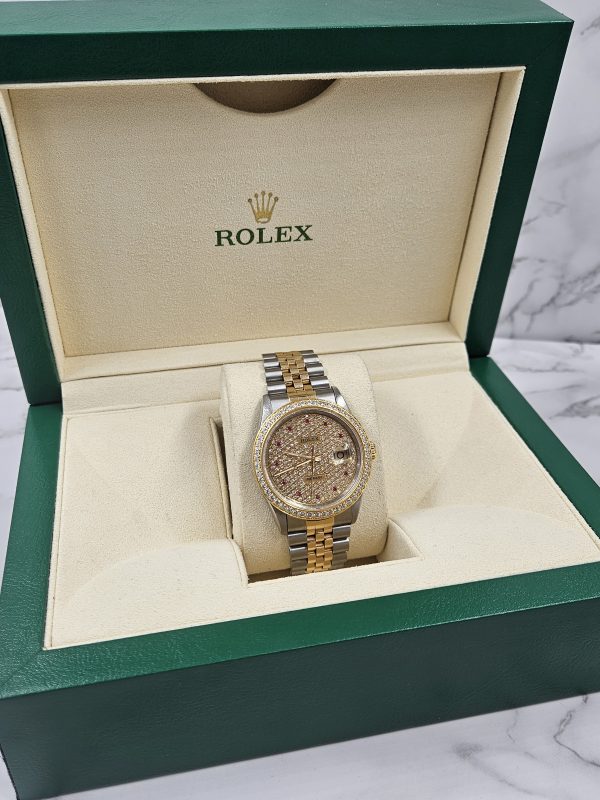 Gents Steel & Gold Rolex Datejust with Pave Ruby Dial & Diamond / Ruby Bezel. - Image 10
