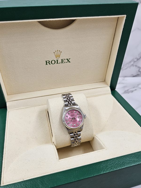 Rolex Datejust 26mm in Steel & White Gold with PINK Diamond Dial - Box & Papers - Image 10