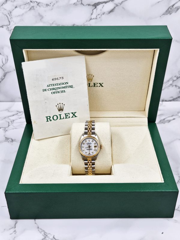 Rolex Datejust 26mm in Steel & Gold with White MOP Diamond Dial - Box and Papers - Image 6