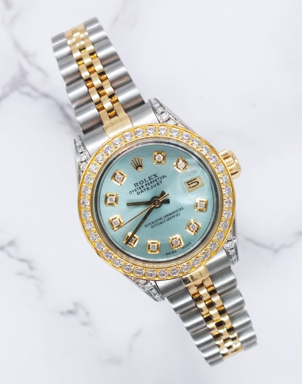 Ladies Rolex Datejust 'Fully Loaded' ICE BLUE Diamond Dial, Bezel & Shoulders - MINT