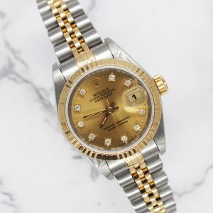 Ladies Rolex Datejust 26mm with Factory Champagne Diamond Dial – BOX & PAPERS