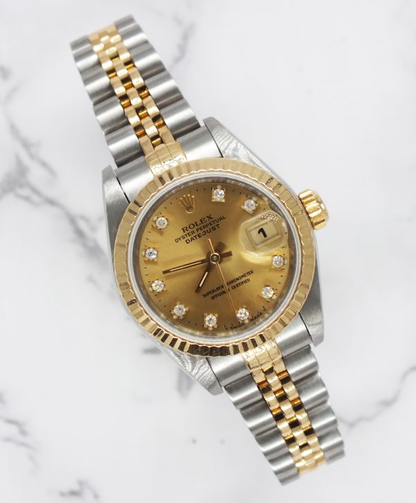 Ladies Rolex Datejust 26mm with Factory Champagne Diamond Dial – BOX & PAPERS