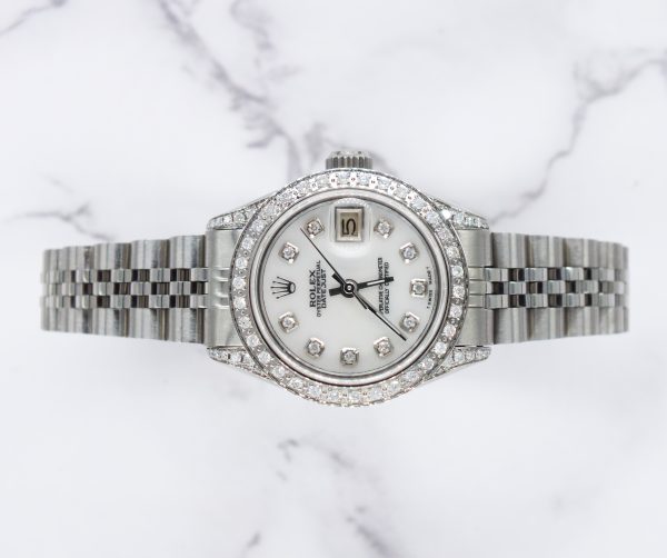 Ladies Rolex Datejust 'Fully Loaded' White MOP Diamond Dial, Bezel & Shoulders. - Image 2