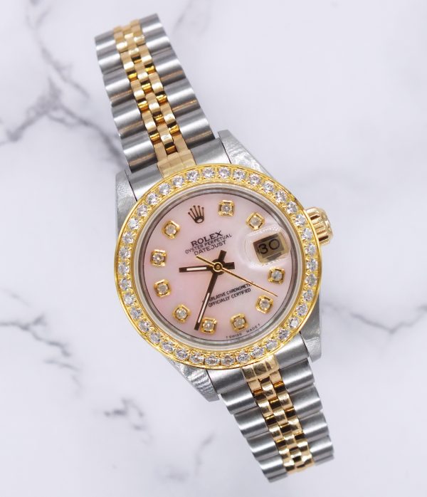 Ladies Rolex Datejust Pink MOP Diamond Dial & Bezel - Box and Papers - MINT.