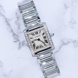 Ladies Cartier Tank Francaise (Ladies) with VVS Diamond Bezel - Boxed.