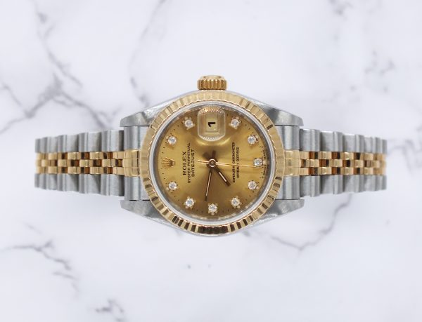 Ladies Rolex Datejust 26mm with Factory Champagne Diamond Dial – BOX & PAPERS - Image 2