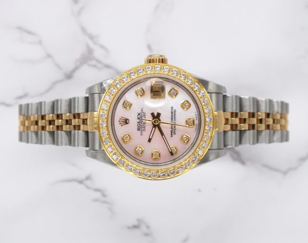 Ladies Rolex Datejust Pink MOP Diamond Dial & Bezel - Box and Papers - MINT. - Image 2