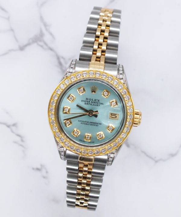 Ladies Rolex Datejust 'Fully Loaded' ICE BLUE Diamond Dial, Bezel & Shoulders - MINT - Image 4