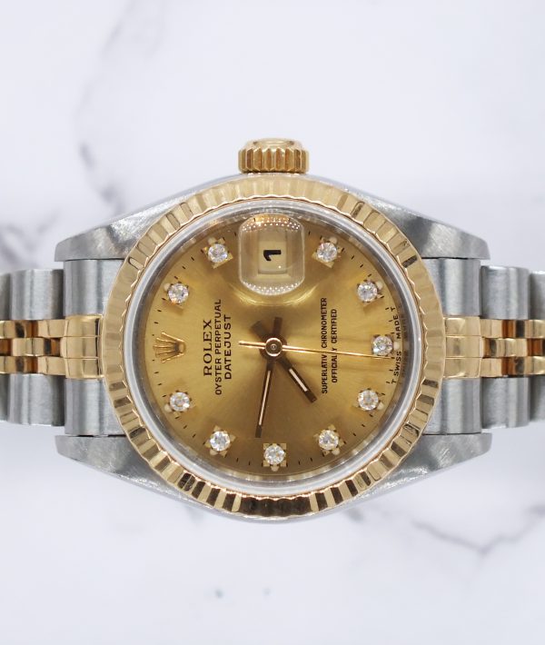 Ladies Rolex Datejust 26mm with Factory Champagne Diamond Dial – BOX & PAPERS - Image 3
