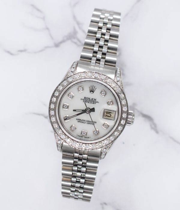 Ladies Rolex Datejust 'Fully Loaded' White MOP Diamond Dial, Bezel & Shoulders. - Image 4