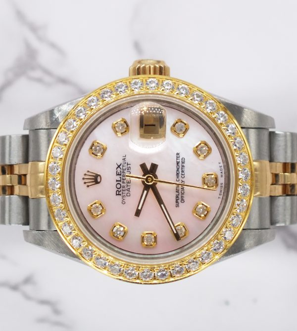 Ladies Rolex Datejust Pink MOP Diamond Dial & Bezel - Box and Papers - MINT. - Image 3