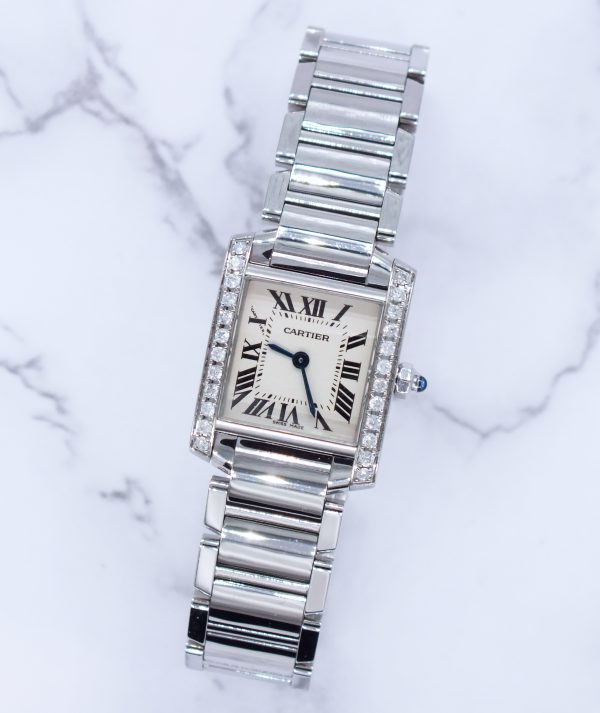 Ladies Cartier Tank Francaise (Ladies) with VVS Diamond Bezel - Boxed. - Image 3