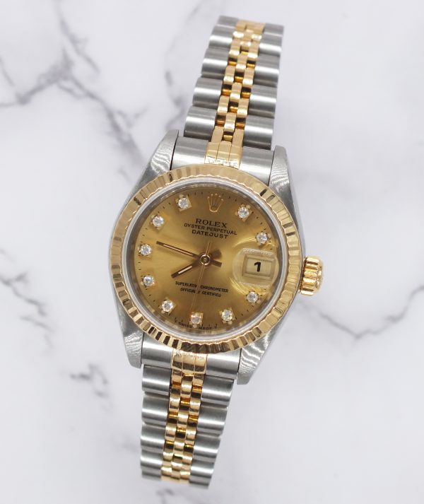 Ladies Rolex Datejust 26mm with Factory Champagne Diamond Dial – BOX & PAPERS - Image 4