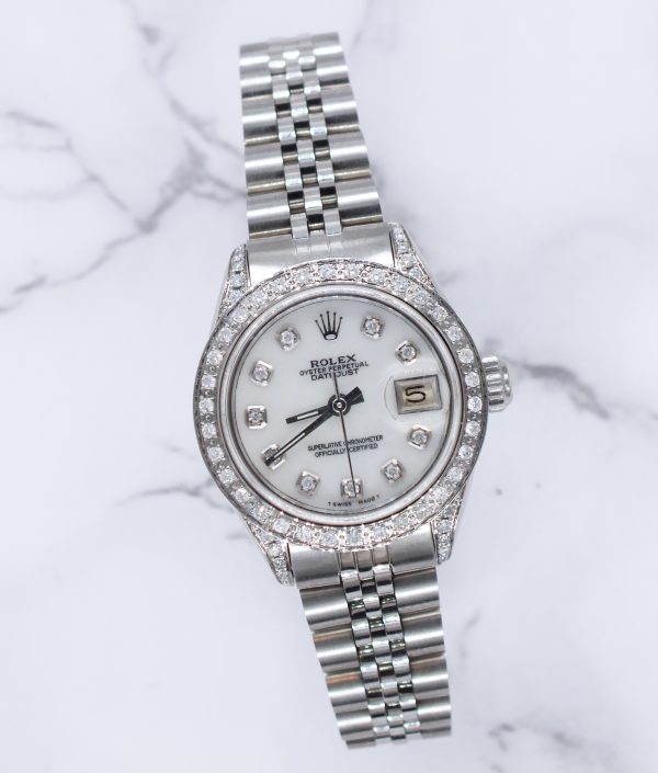 Ladies Rolex Datejust 'Fully Loaded' White MOP Diamond Dial, Bezel & Shoulders. - Image 5