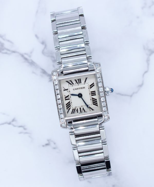 Ladies Cartier Tank Francaise (Ladies) with VVS Diamond Bezel - Boxed. - Image 4