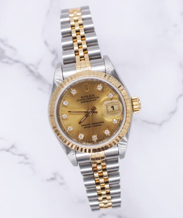 Ladies Rolex Datejust 26mm with Factory Champagne Diamond Dial – BOX & PAPERS - Image 5