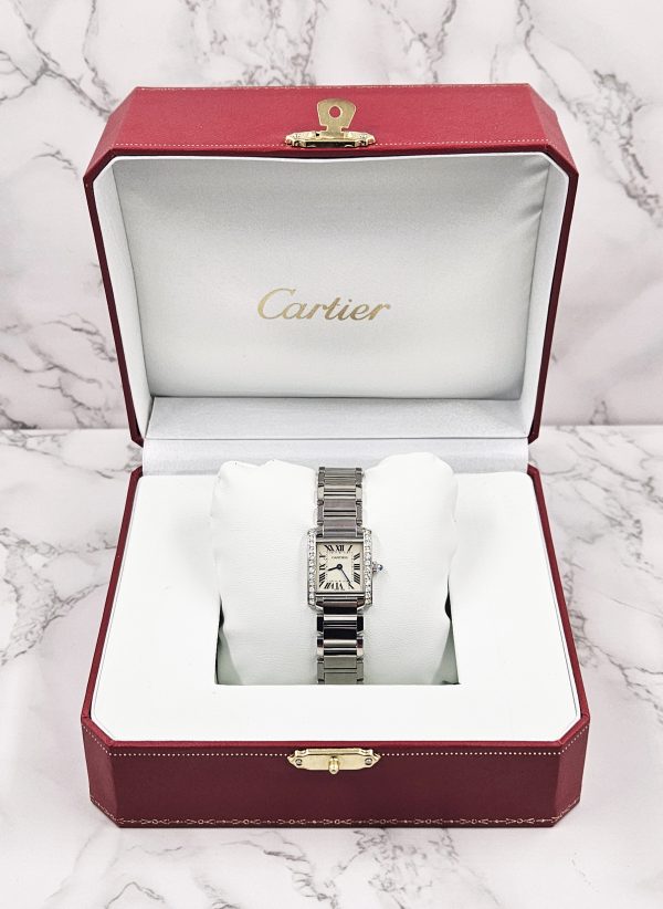 Ladies Cartier Tank Francaise (Ladies) with VVS Diamond Bezel - Boxed. - Image 5