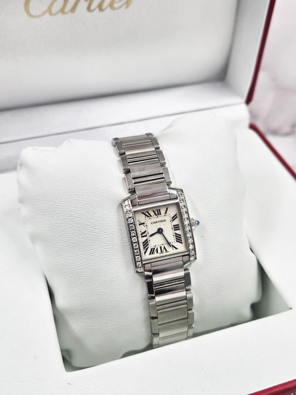 Ladies Cartier Tank Francaise (Ladies) with VVS Diamond Bezel - Boxed. - Image 6