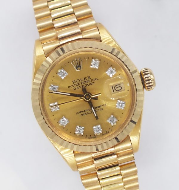 Stunning Ladies Solid 18ct Gold ROLEX Oyster Perpetual Datejust - Boxed
