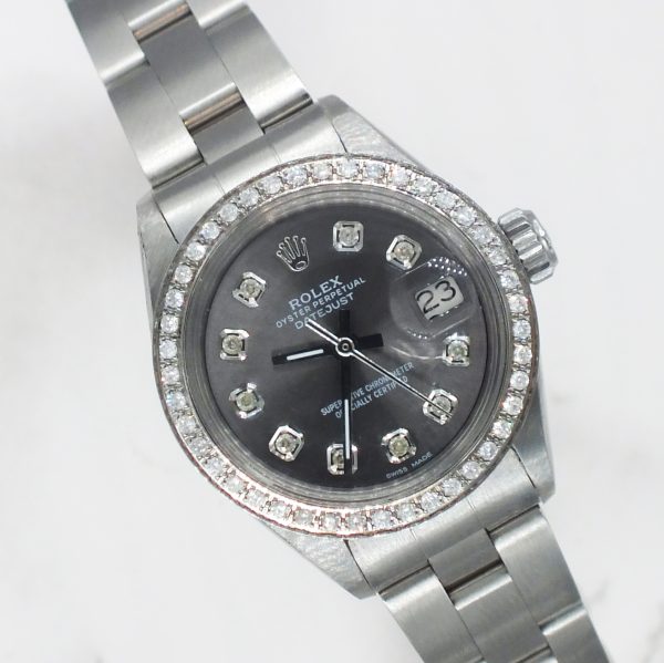 Ladies Rolex Datejust in Steel & White Gold with Diamond Dial, Bezel with Paper