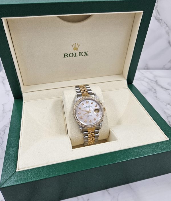 Mens Rolex Datejust 'Fully Loaded' with Diamond Dial, Bezel & Shoulders - MINT - Image 9