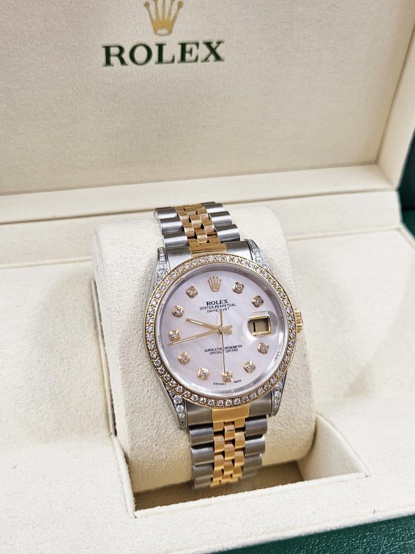 Mens Rolex Datejust 'Fully Loaded' with Diamond Dial, Bezel & Shoulders - MINT - Image 10