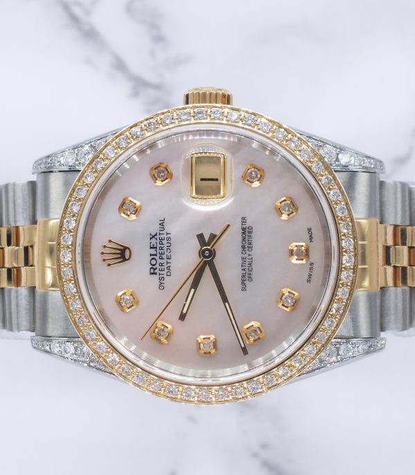 Mens Rolex Datejust 'Fully Loaded' with Diamond Dial, Bezel & Shoulders - MINT - Image 3